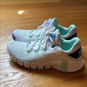 Nike White and Teal Athletic Shoes